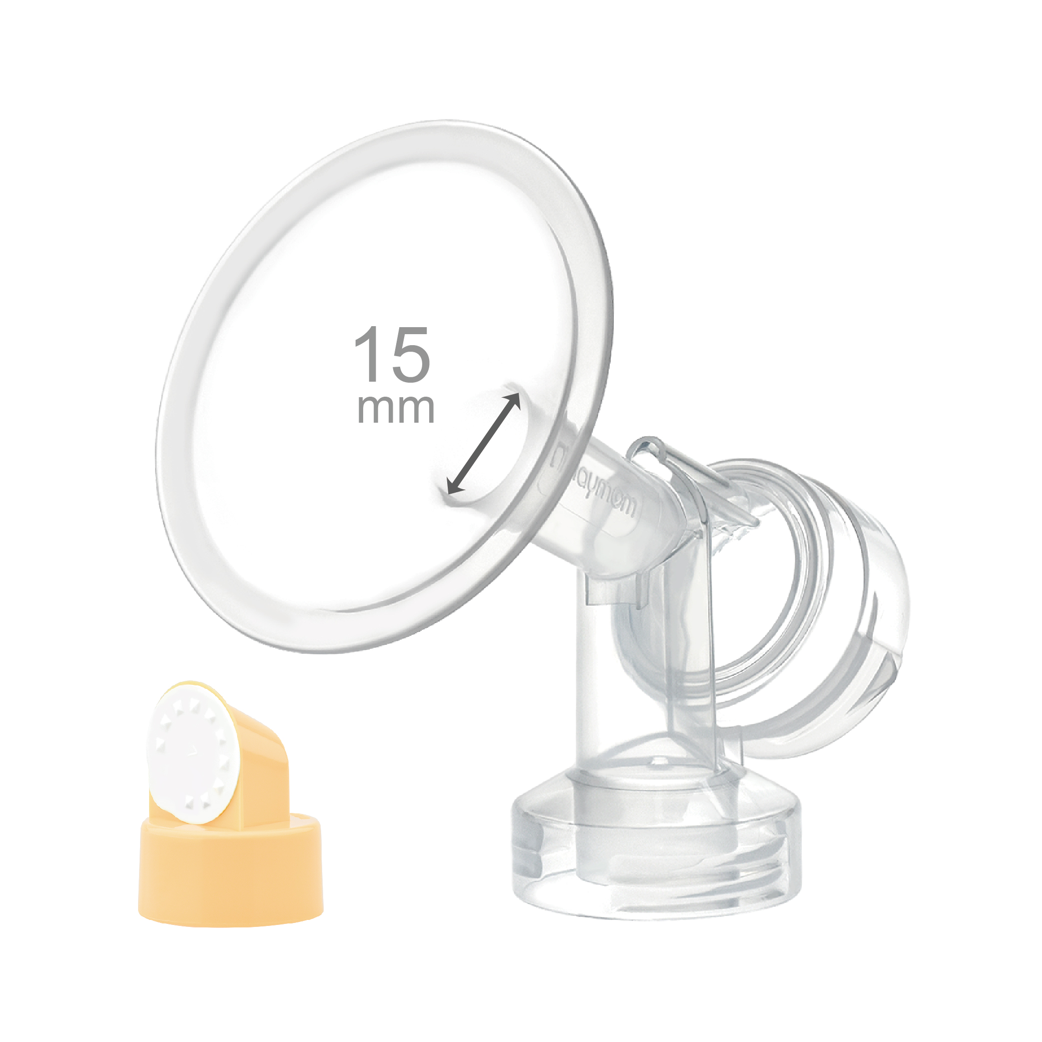 Maymom Breastshield (flange) with valve/membrane for Medela pumps, 15 mm, 1 pc; Narrow (Standard) Bottle Neck (image for) Maymom Breastshield (flange) with valve/membrane for Medela pumps, 15 mm, 1 pc; Narrow (Standard) Bottle Neck